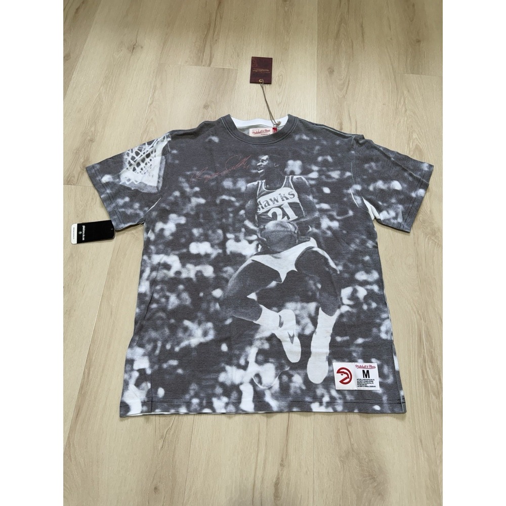 NWT Mitchell & Ness NBA Atlanta Hawks #21 Wilkins AOP Men's Medium T-Shirt
